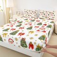 thumbnail image 3 of Feelyou Ribbon Xmas Tree Full Size Sheets, Kawaii Santa Claus Bed Sheets, Dreamy Winter Snowflake Sheet Sets, Microfiber Bedroom Decor, 4 Pieces, 3 of 7