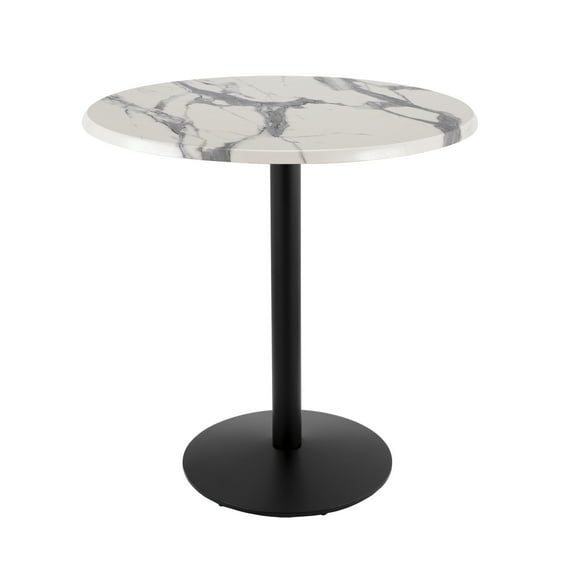 Holland 42" Black Round Base Round Table in 36" White Marble Top