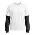 thumbnail image 6 of Long Sleeve Shirts for Men Casual Layered Fake Two Piece Long Sleeve T Shirts for Men French Terry Fabric Crewneck Loose Fashion Pullover Shirts, 6 of 6