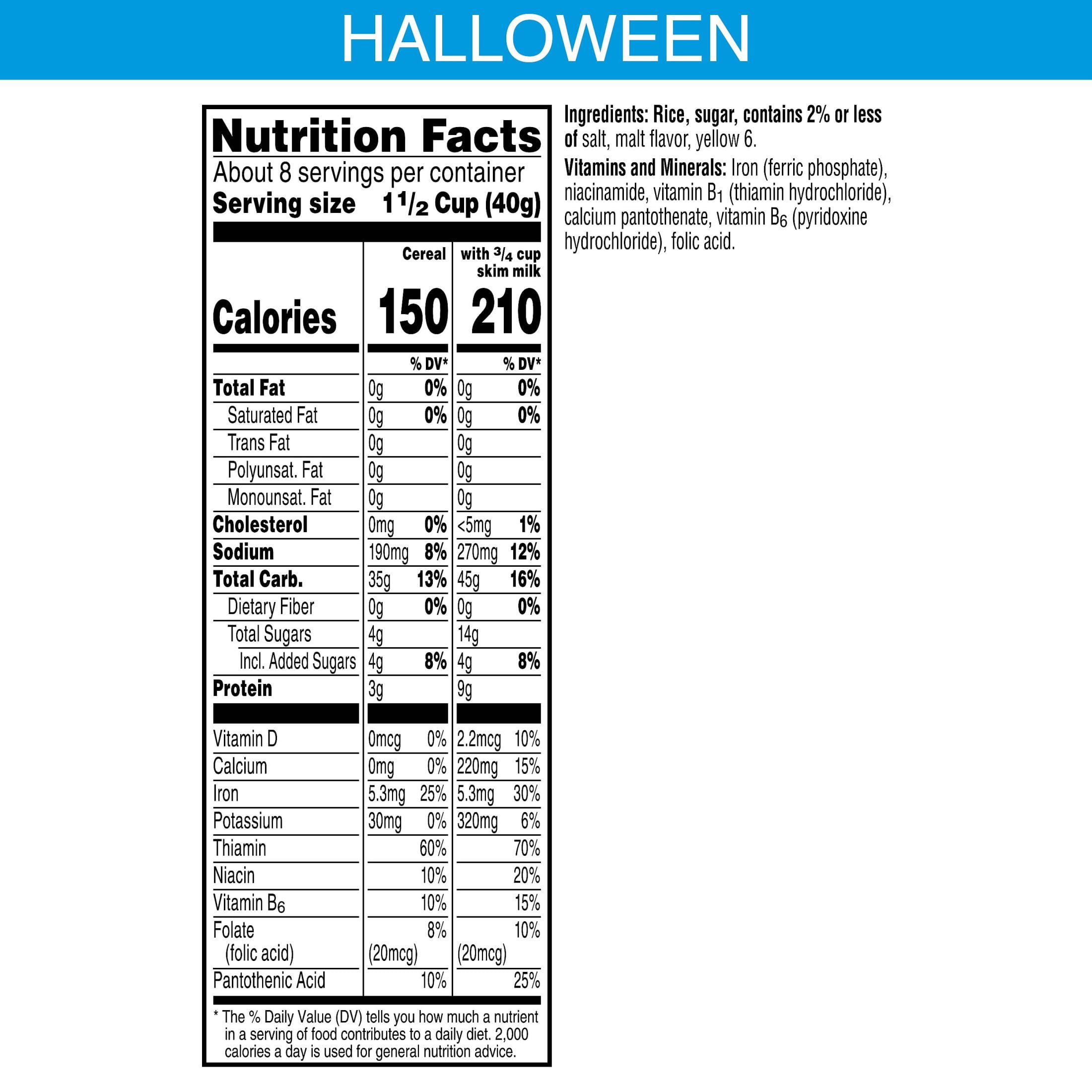 Kellogg's Rice Krispies Breakfast Cereal, Halloween Baking, Kids Snacks, Family Size, Shocking Orange, 12oz Box (1 Box)