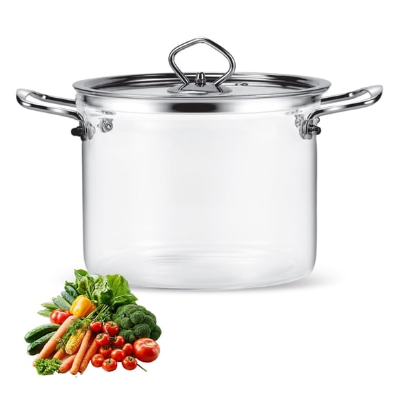 Glass pot cooking pot with lid, transparent heat-resistant glass cookware, borosilicate glass cookware for vegetables soup noodle