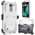 thumbnail image 3 of Value Pack + for 5.3" LG K10 2016 Premier LTE Case Phone Case 360° Cover Screen Protector Clip Holster Kick stand Grip Sides Shock Armor Bumper White Silver, 3 of 4