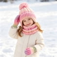thumbnail image 2 of Wioihee Kids Winter Hat Gloves Scarf Set,Children Hats Beanie with Pom Knit Neck Warmer Gaiter Mittens Fleece Lined Set, 2 of 6