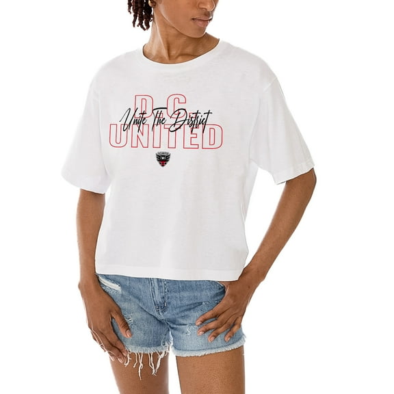 Women's Gameday Couture  White D.C. United Keep Playing Cropped T-Shirt