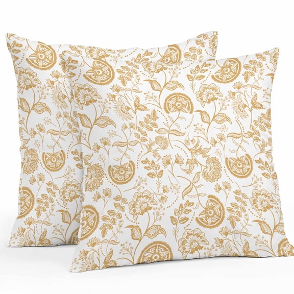 Ginger Pastoral Flowers Outdoor Pillow Covers Pack of 2 Farmhouse Pattern Waterproof Throw Pillow Covers Decorative Cushion Cases for Patio Garden Tent Balcony Couch 18x18 inch