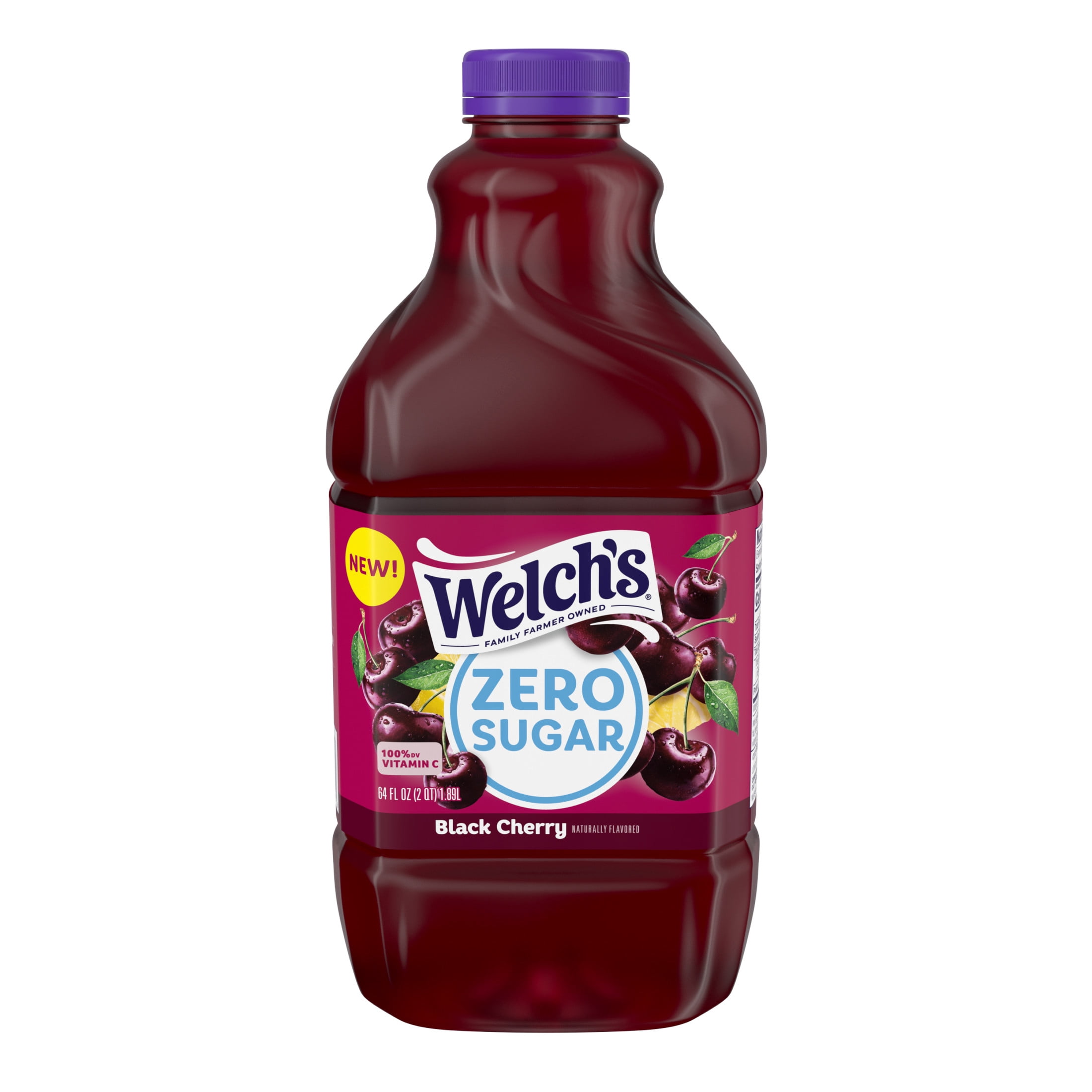 (6 pack) Welch's Black Cherry Zero Sugar Drink, 64 fl oz Bottle