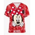 thumbnail image 2 of Women Fashion Short Sleeve V-neck Neck Tops Working Uniform Blouse Shirt Pet Scrubs Costume plus size Disney Mickey Mouse PrintXXXL Gao Jinjia LED, 2 of 2