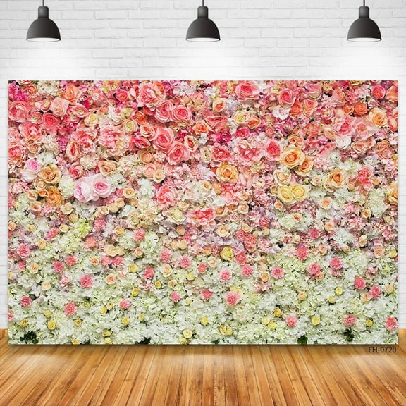 Custom Name Photo Flower Wall Birthday Party Banner Background Baby Shower Bridal Wedding Diy Photography Backdrops Photocall