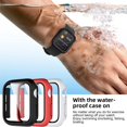thumbnail image 4 of Waterproof Case Compatible with Apple Watch 38mm Series 3 2 1 with Tempered Film Screen Protector 3 Pack Full Protective Hard PC Scratch Resistant Face Cover, Black/Red/White, 38mm, 4 of 5