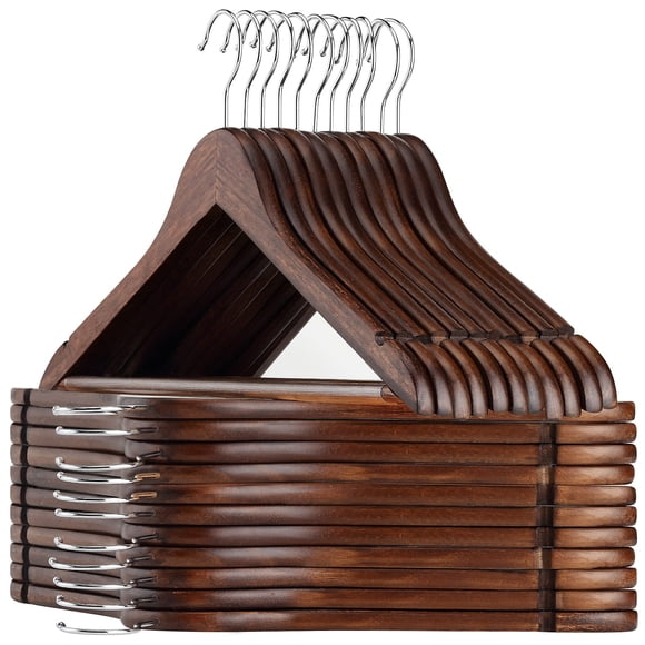 Perchas de madera AMKUFO para trajes, 20 unidades, de nogal, antideslizantes