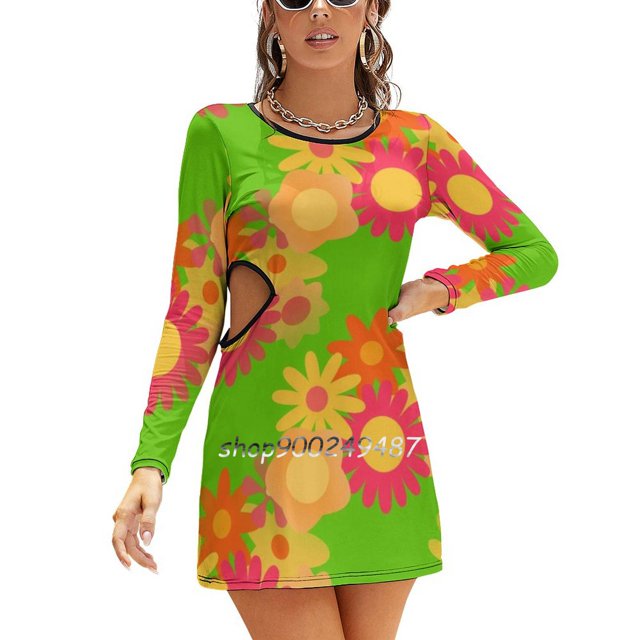 Robe Évasée Florale à Col Carré Élégante Mode Féminine Imprimée Robe Florale à Fleurs