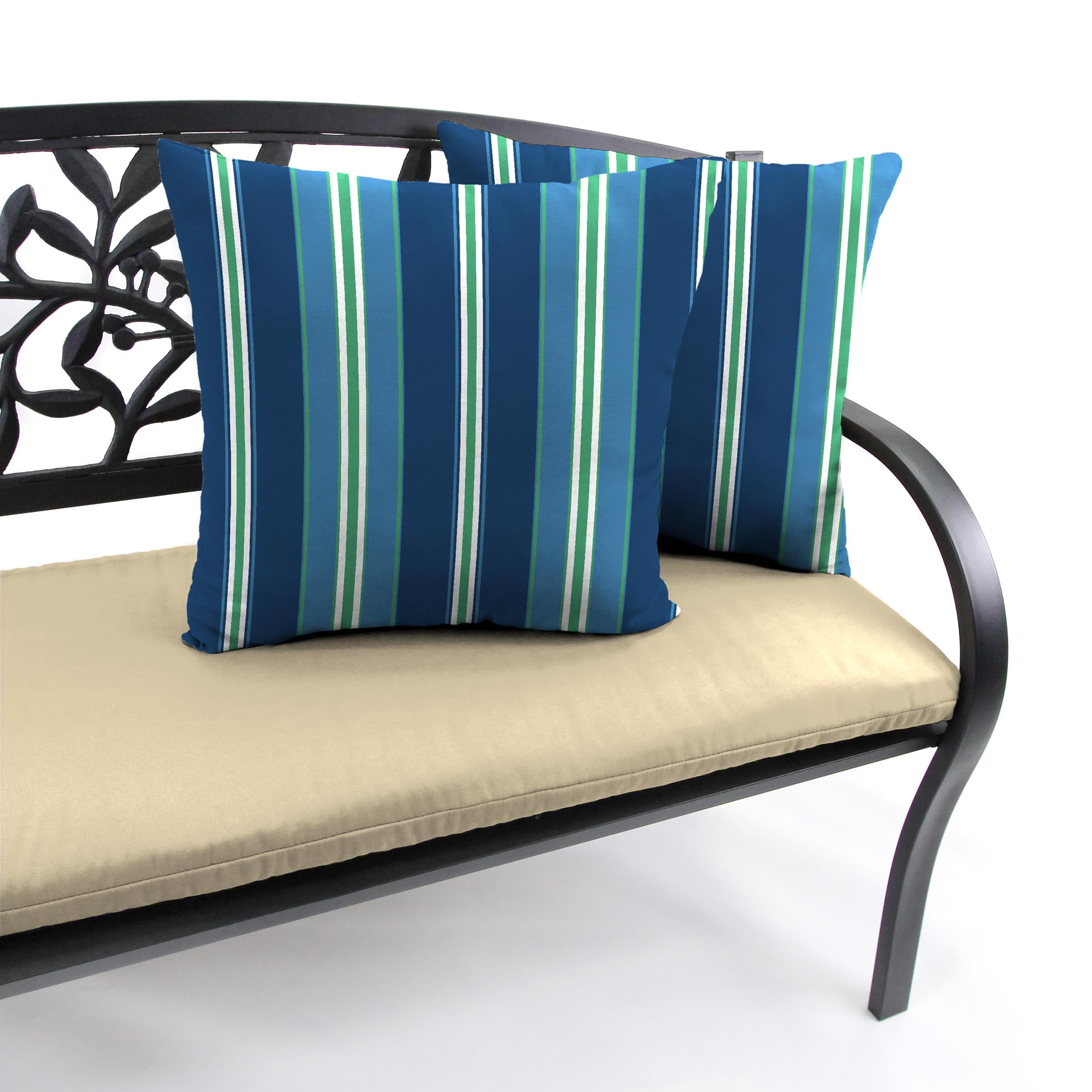 Jordan Manufacturing 16" x 16" Sullivan Vivid Blue Stripe Square Outdoor Throw Pillow (2 Pack)