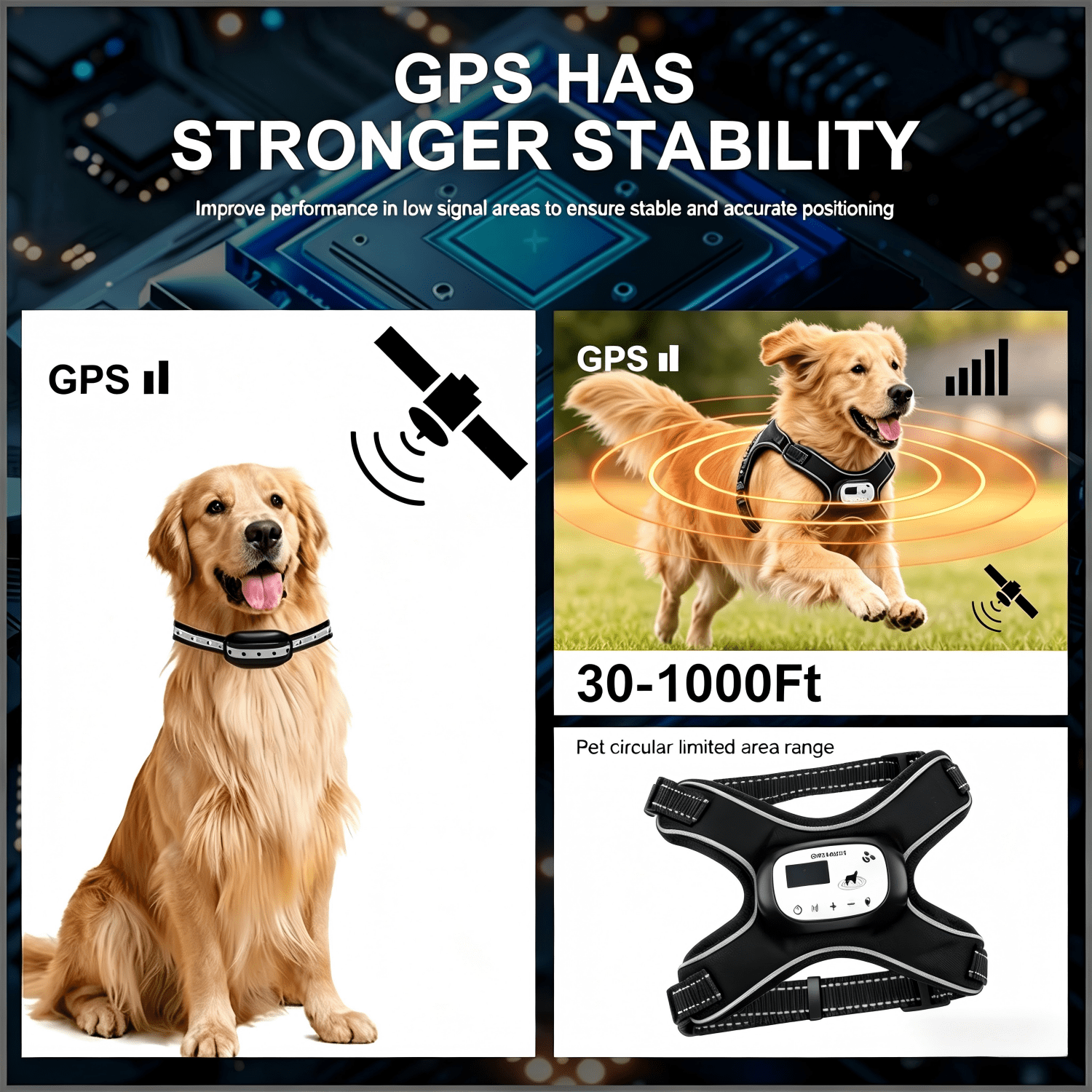 GPS Wireless Dog Fence Electric Adjustable Dog Vest Fence with 3 Training Modes Rechargeable Pet Fence System with Reflective Strip for Outdoors/indoor