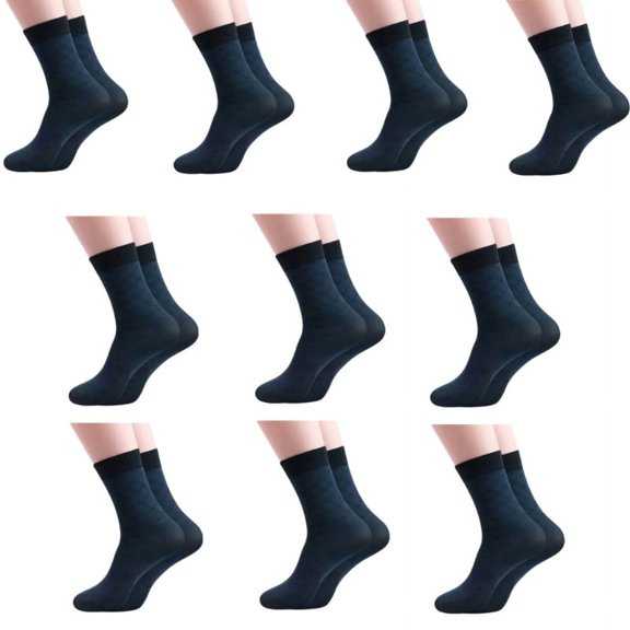 10 Pairs Mens Spring Breathable Dress Crew Socks Fashion Middle Calf Silk Socks