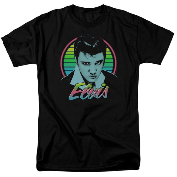 Elvis Presley Neon King Adult 18/1 T-Shirt Black