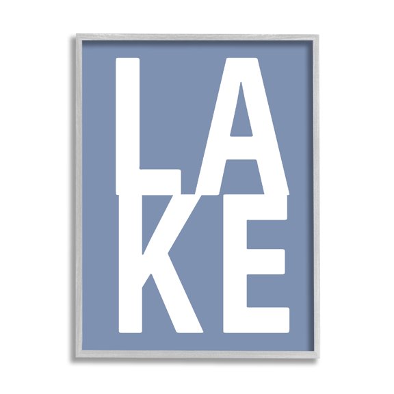 Stupell Industries Lake House Text Nature Painting Gray Framed Art Print Wall Art, 24 x 30