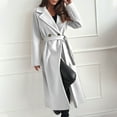 thumbnail image 4 of JUUYY Women's Wool Blend Coat Oversized Long Winter Dress Coats Thicken Warm Pea Coat Jackets Trendy Outerwear White L, 4 of 9