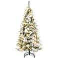 thumbnail image 2 of Patiojoy Pre-Lit Lifelike Xmas Tree 5FT Snow-Flocked Slim Christmas Tree W/ 339 Branches Tips, 2 of 10