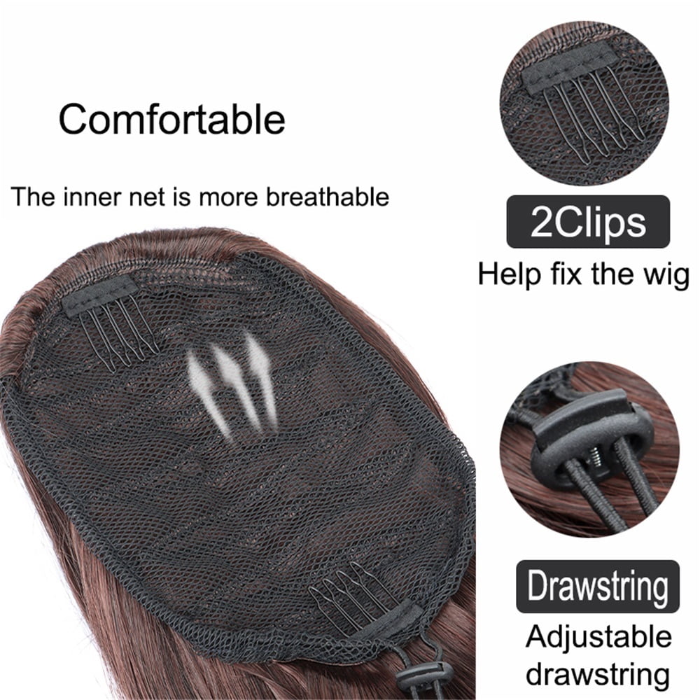 Drawstring Ponytail Hair Extension 22Inch Long Curly Layered Synthetic Fake Pony Tail Hairpieces for Women