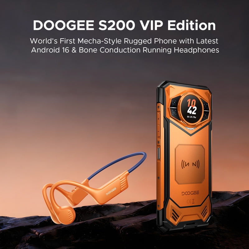 DOOGEE S200 Rugged Phone 5G Unlocked, 48GB+256GB/2TB Android 16 Rugged Smartphone, 10100mAh, 6.72"FHD + 120 Hz Display with 1.32" Rear Screen, 100MP+20MP Night Vision, IP68/IP69K/NFC/Fingerprint/GPS