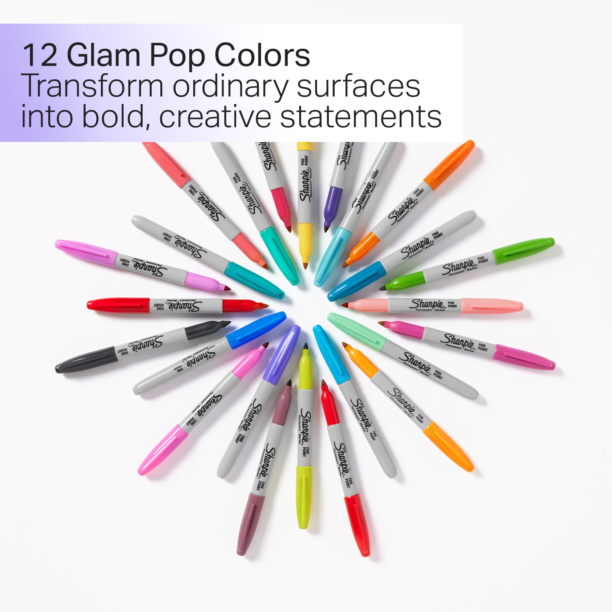 Sharpie Glam Pop Permanent Markers, Fine Point, 12 Count photo 2