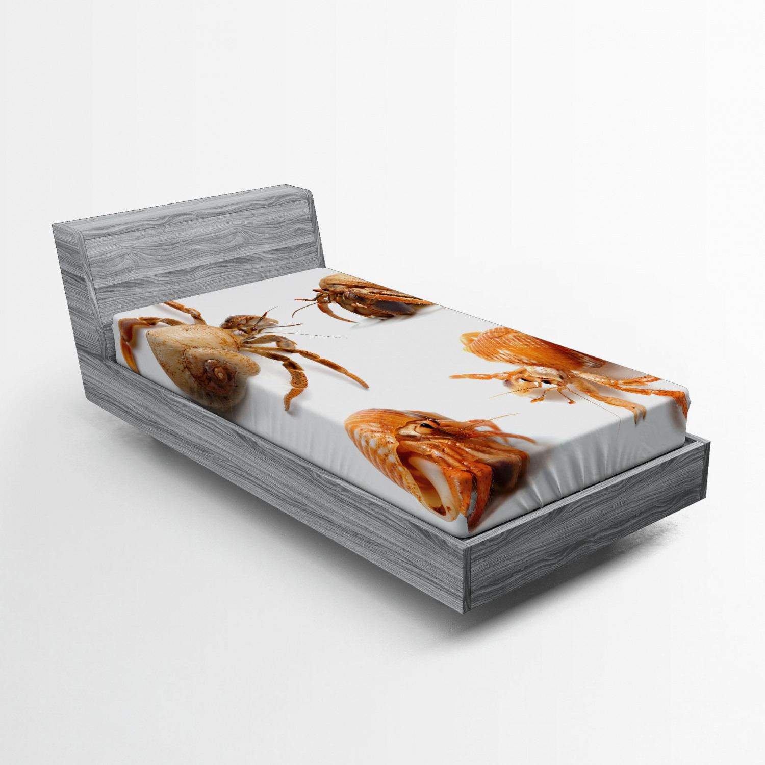 Crabs Fitted Sheet, Sea Animals Theme Hermit Crabs Pattern from
