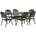 thumbnail image 2 of Outsunny 7-Piece Patio Dining Set, Cast Aluminum Outdoor Furniture Set with 6 Armchairs, 1 Table and Umbrella Hole, Bronze, 2 of 9