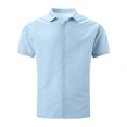thumbnail image 5 of Besolor Mens Short Sleeve Button down Shirts Casual Summer Beach Wedding Shirt Collared Cotton Linen Dress Shirts, 5 of 9