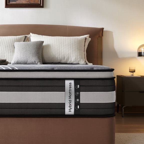 TWIN XL Size 12-Inch Medium Firm Hybrid Mattress in a Box, Euro Top with ActiveCool Gel Memory Foam for Pressure Relief & Motion Isolation, Fiberglass-Free, CertiPUR-US Foam