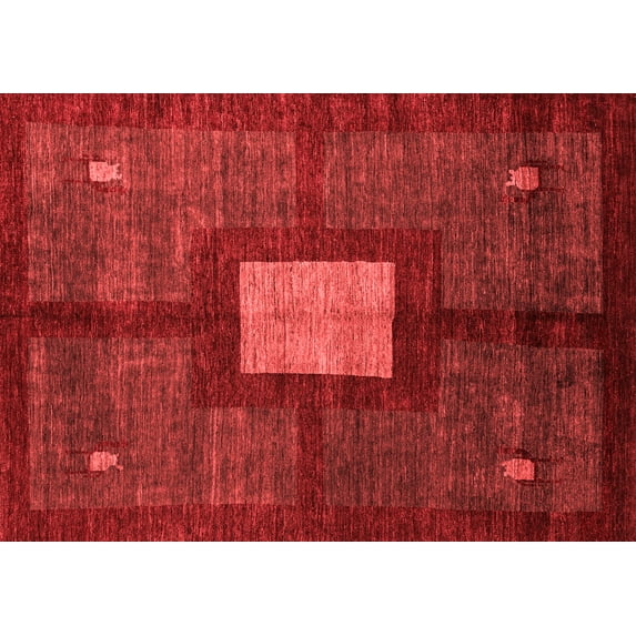 Ahgly Company Indoor Rectangle Abstract Red Modern Area Rugs, 7' x 9'