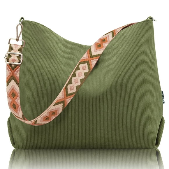 Bolso Prite Corduroy para mujer con cremallera verde