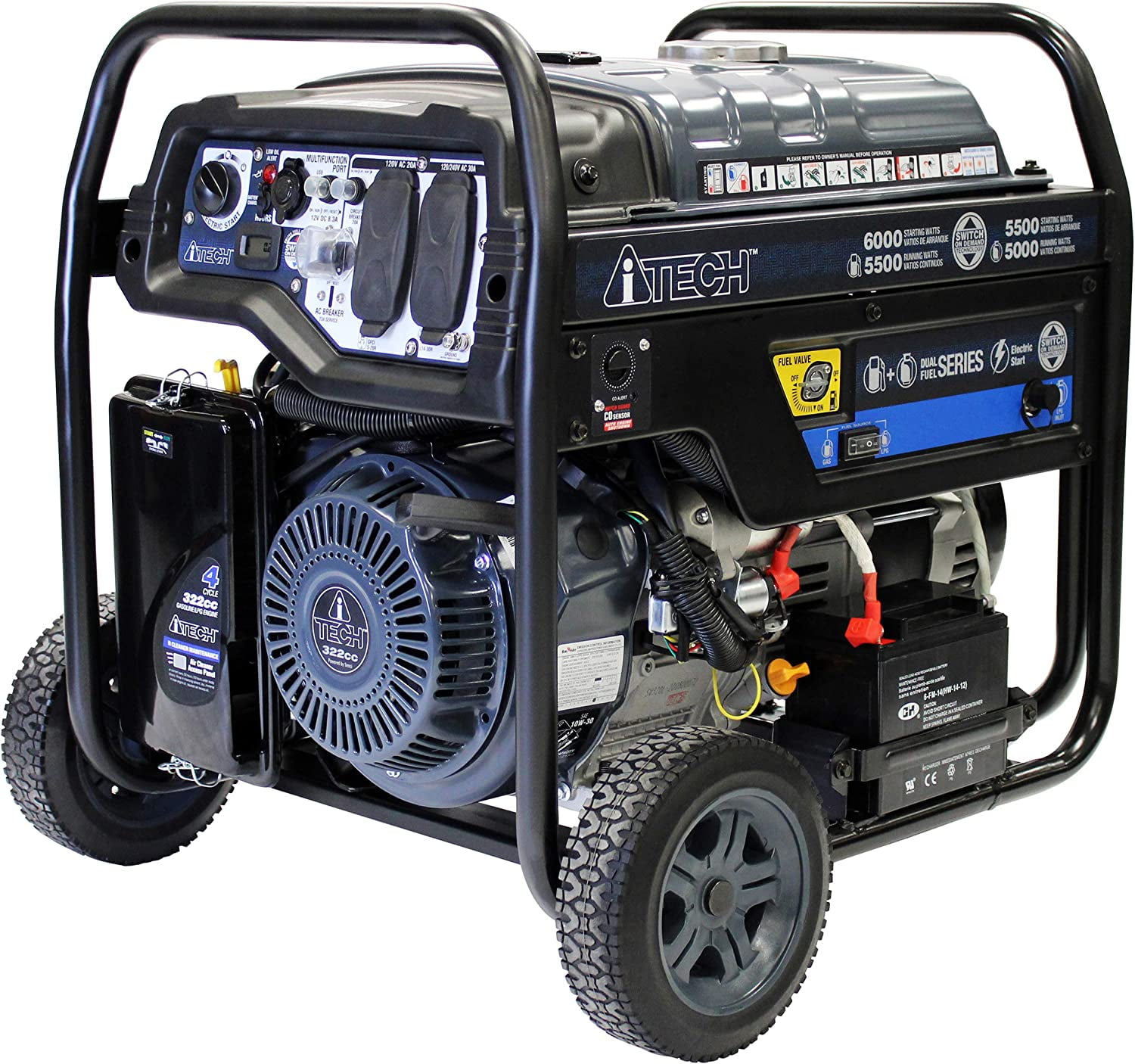 AiTech 6000 Watt Portable Generator Gas & Propane Powered with