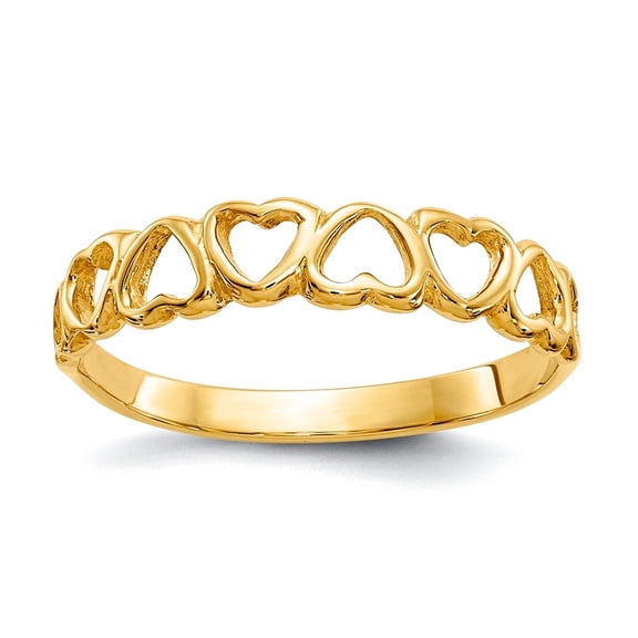 2 To 4mm 10k Solid Yellow Gold Polished Love Hearts Ring Size 7.00 Statement Ring for Women
