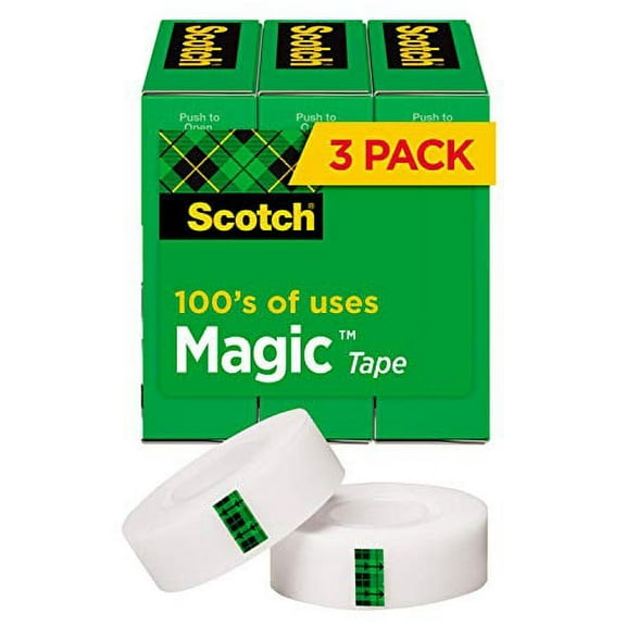 Scotch Magic Tape, 3 Rolls, Numerous Applications, Invisible, Engineered for Repairing, 3/4 x 1000 Inches, Boxed (810K3)