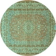 thumbnail image 1 of Ahgly Company Indoor Round Medallion Light Blue Traditional Area Rugs, 7' Round, 1 of 4