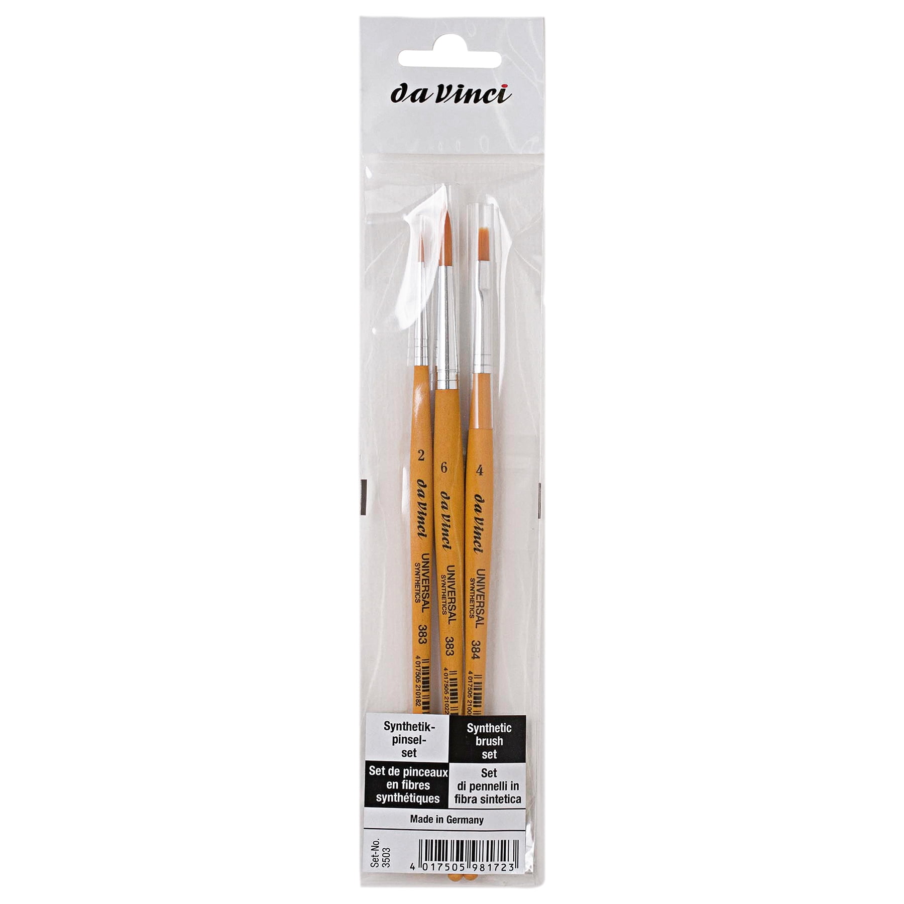 da Vinci UNIVERSAL School Brushes, Synthetic, All Paint Types, Assorted, 3 Per Set, 2 Sets