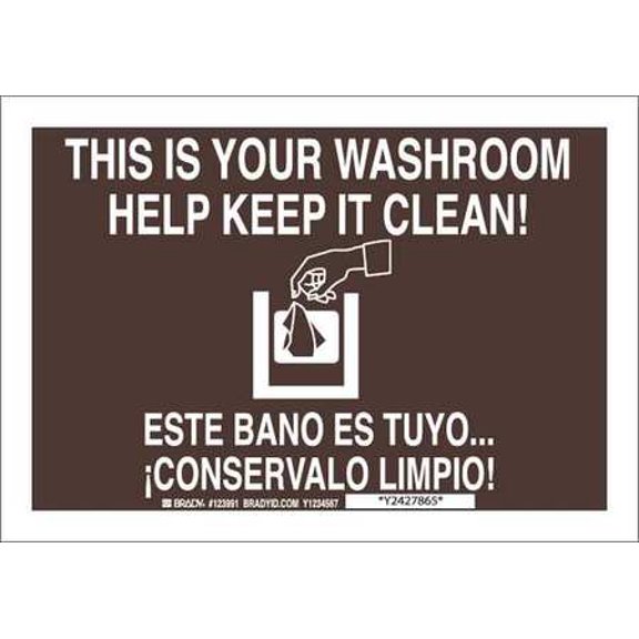 Restroom Sign,Bilingual,Poly,7 x10 in BRADY 123991