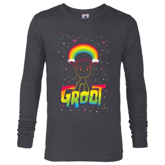 Marvel Groot Rainbow in Space Guardians of the Galaxy - Long Sleeve T-Shirt for Men - Customized-Charcoal Heather