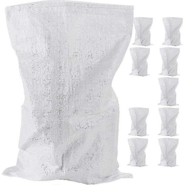 10 Pack Woven Rubble Bags - Heavy Duty Polypropylene Construction Bags - Strong White Bags - Jumbo Industrial Storage Bags - 45 X 75cm