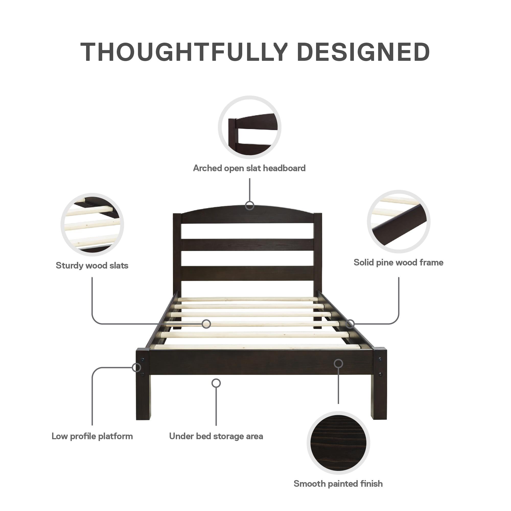 Better Homes & Gardens Leighton Kids Twin Size Bed, Wood Platform Bed Frame, Espresso