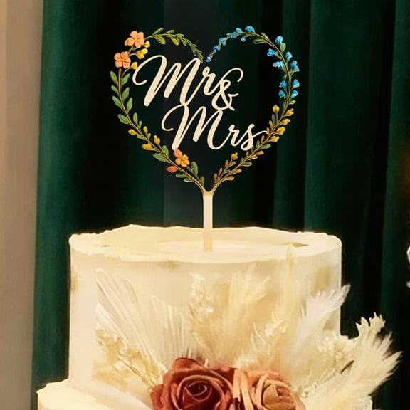 Boisdubois Mr and Mrs Cake Topper – Rustic Wooden Wedding Decoration for Bride and Groom Table
