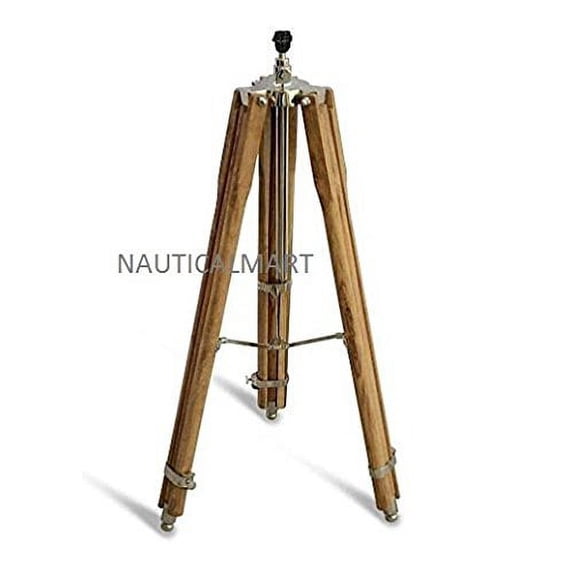 Nauticalmart Designer's Teak Wood Tripod Lamp Stand Home Decor
