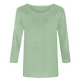 thumbnail image 4 of SNKSDGM Casual Easter Shirt Womens Short Sleeve Tops Dressy Women's Fashion Casual Solid Color Top 3/4 Long Sleeve Casual Loose Crew Neck T Shirt Shirt Top Women's Tops Dressy Casual 3/4 Sleeve, 4 of 4
