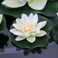 thumbnail image 2 of Artificial White Lotus Leaves Flowers Water Ponds Fake Lily Floating Pool home, 2 of 10