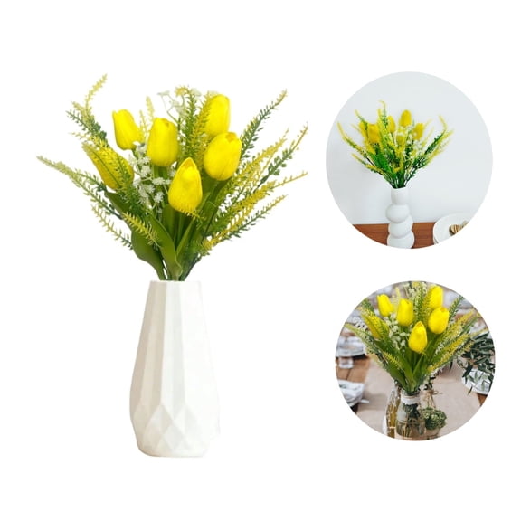 Portable Tulip Decorations,13.3in Artificial Spring Flowers with Tulips,Lavender for Wedding,12 Pack,Durable Table Centerpiece for Home,Kitchen,Table