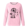 thumbnail image 4 of Raeneomay Long Sleeve Shirts for Women Womens Casual Long Sleeved Round Neck Hooded Printed Shoulder SweatShirt, 4 of 4