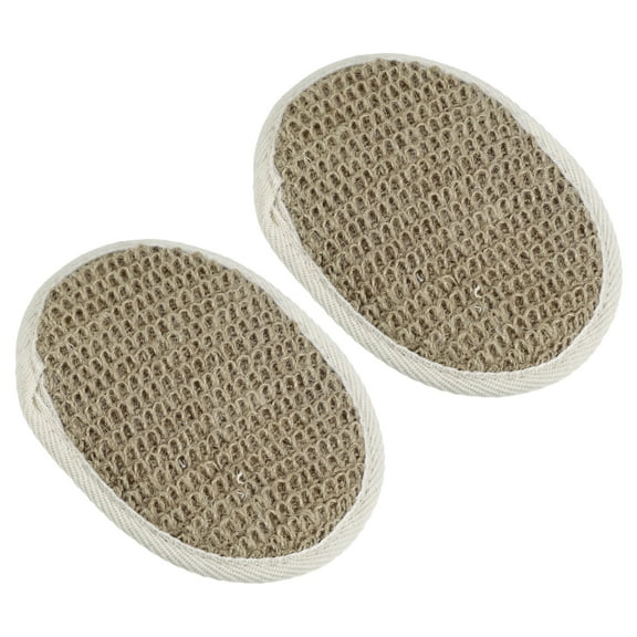 Unique Bargains 2 Pcs Jute Bath Brush Body Scrubber for Bath Shower 5.71"x4.33" Beige Brown
