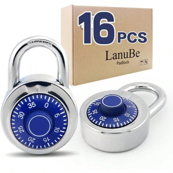 Standard Dial Combination Lock 2 In. Wide With Different Combinations Blue Turnplate Pack Of 16; Lock For School Employee Gym Sports Locker Case Toolbox Fence And So On