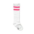 thumbnail image 3 of Kid Size White Knee High Socks with Various Colored Stripes (White with Neon Pink Stripes), 3 of 4
