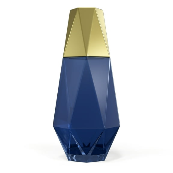 Modern Geometric Bedside Carafe 2-Piece Set - Bedside Water Carafe Glass Carafe with Cup that Doubles as Lid, Bedside Water Carafe and Glass Set, Navy/Gold (37oz)